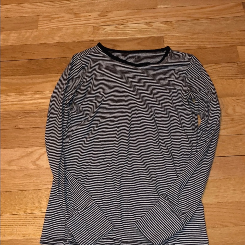 Long sleeve black and white striped shirt